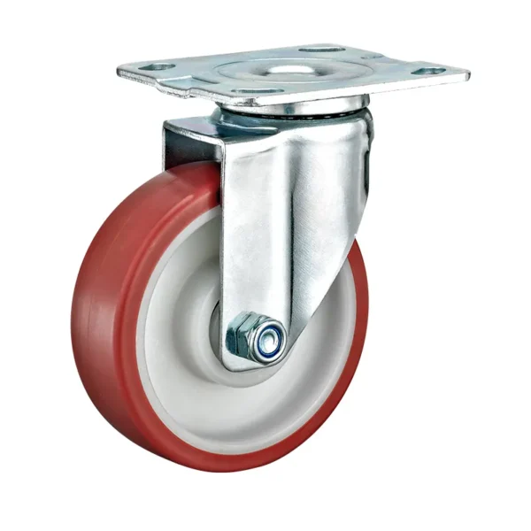 125mm Heavy Duty Polyurethane Casters – 220kg Load, Swivel Plate Mount