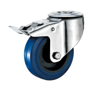 80mm Waterproof Elastic Rubber Industrial Caster with SUS 304 Stainless Steel and Total Lock Brakes