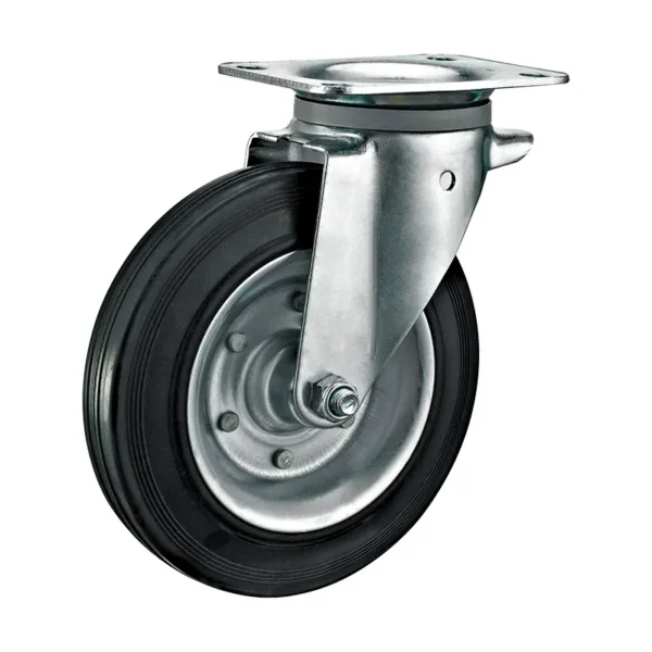 8-Inch Heavy-Duty Industrial Caster Wheels – 220kg Capacity, Steel Core Rubber, Zinc Plated
