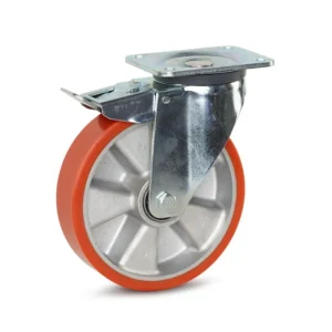 8-Inch European Heavy Duty Caster with Total Lock Brakes and Aluminum Core Polyurethane Tire