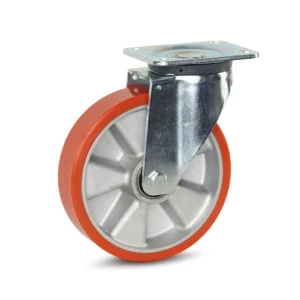 8-Inch Heavy Duty Swivel Caster with Aluminum Core Polyurethane Tire for Industrial Use