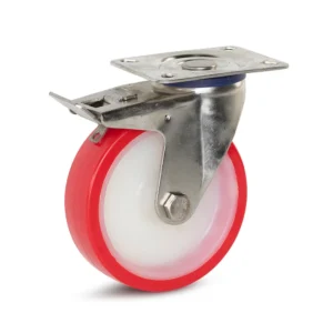 125mm Euro Type Stainless Steel Polyurethane Swivel Castor with Total Lock Brakes