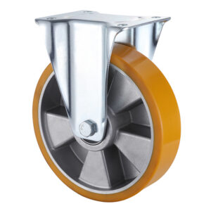 200mm Heavy Duty Industrial Fixed Castor, Polyurethane, 600kg Capacity