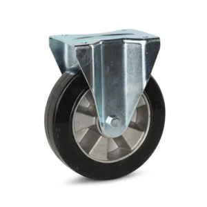 Black elastic rubber fixed castor - 200mm - 450kg