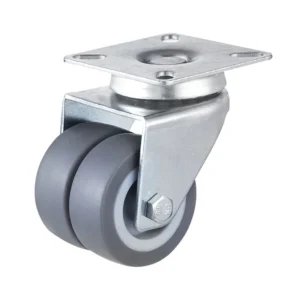 75mm Twin Wheel Swivel Caster - 100kg Load, TPR Rubber Wheel