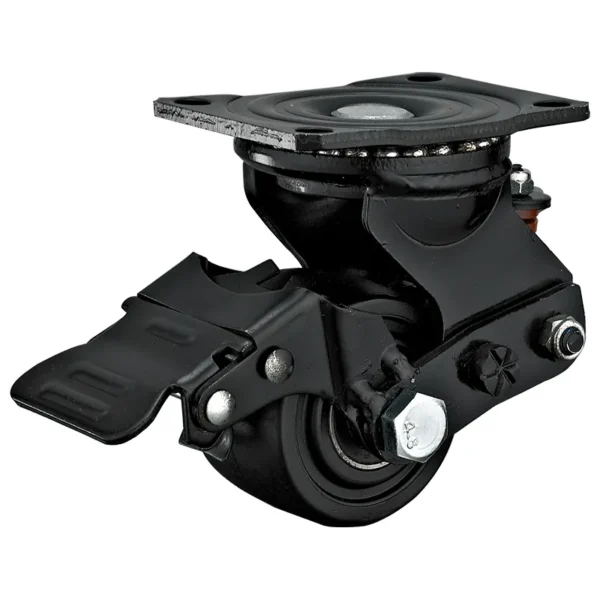 3" Industrial Shock Absorption Casters w/Brake - Nylon Wheel, 350kg