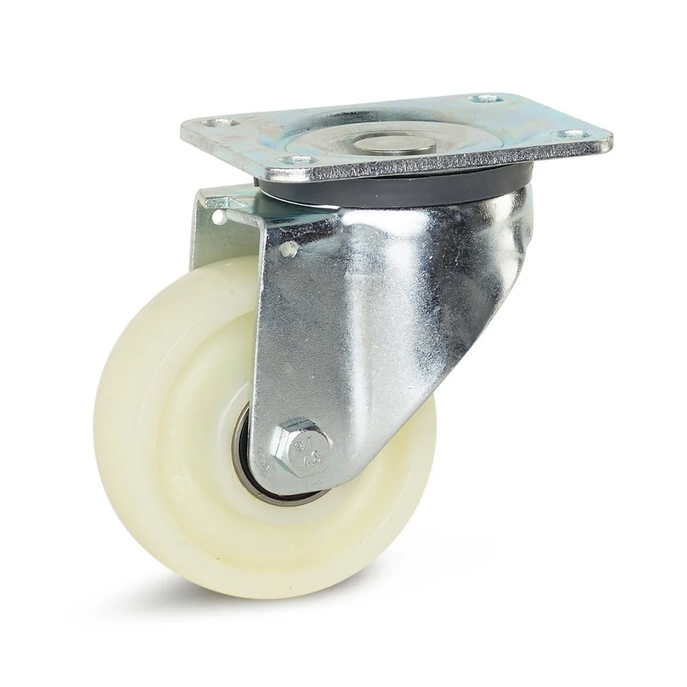 Swivel industrial casters with total lock brake system for material handling carts