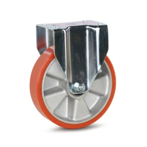 200mm Heavy Duty Industrial Fixed Castor, Polyurethane, 600kg Capacity