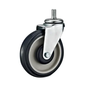 5" Heavy Duty PU Shopping Cart Wheels (125mm, Threaded Stem 1/2-13")